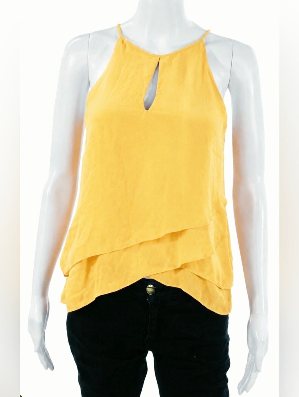 Parker Halter Tank Top Layered Silk Chiffon Size S